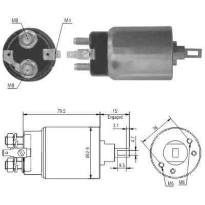 Solenoid switch, starter motor MEAT & DORIA