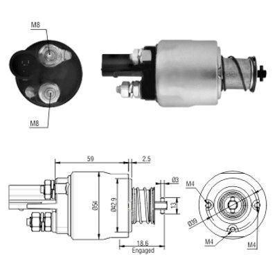 Solenoid switch, starter motor MEAT & DORIA