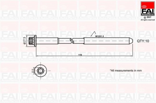 Cylinder head bolt FAI AutoParts
