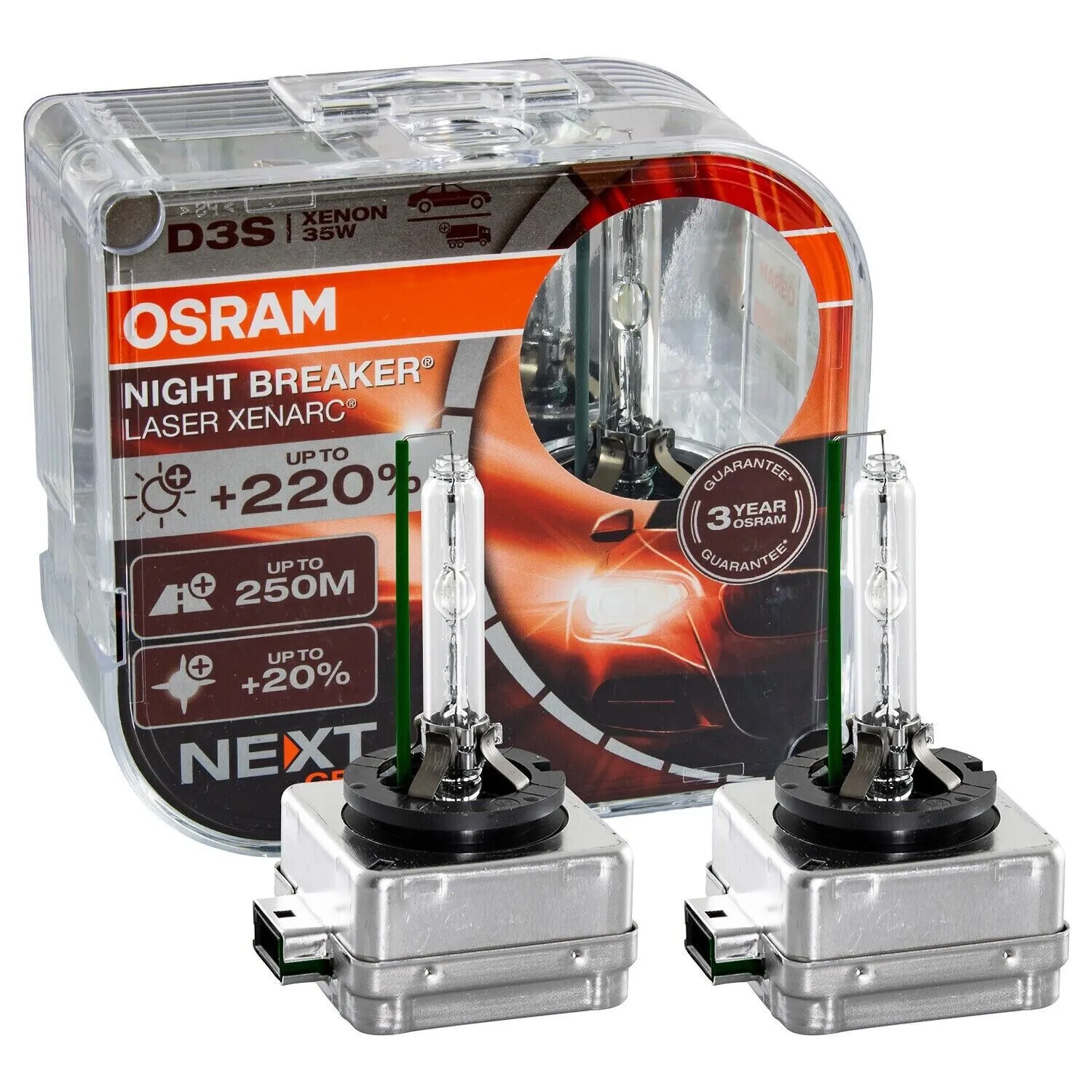Osram D3S XENARC NIGHT BREAKER LASER Next Gen 220% DUO-Pack 4400K  35W 42V Xenon 66340XNN-HCB
